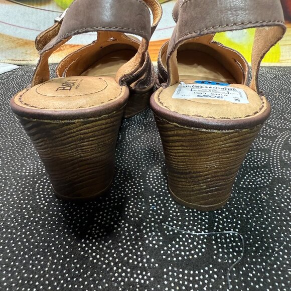 Børn Brown Leather Strappy Heeled Sandals Size 10M Handcrafted Footwear - Picture 4 of 9